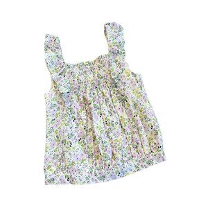 Joie Smocked Flutter Sleeve All Over Floral Top L